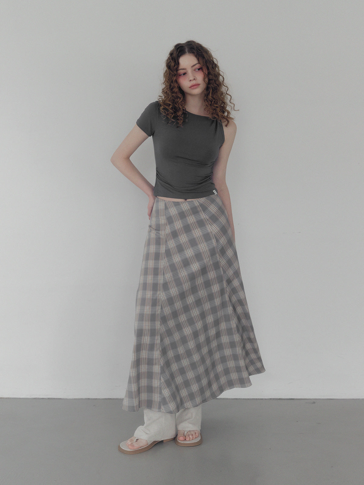 Fitz Check Maxi Long Skirt