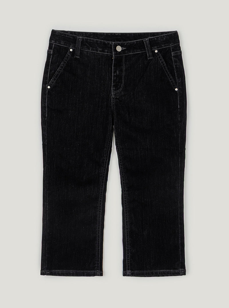 Tiken suede capri pants | Black cutout