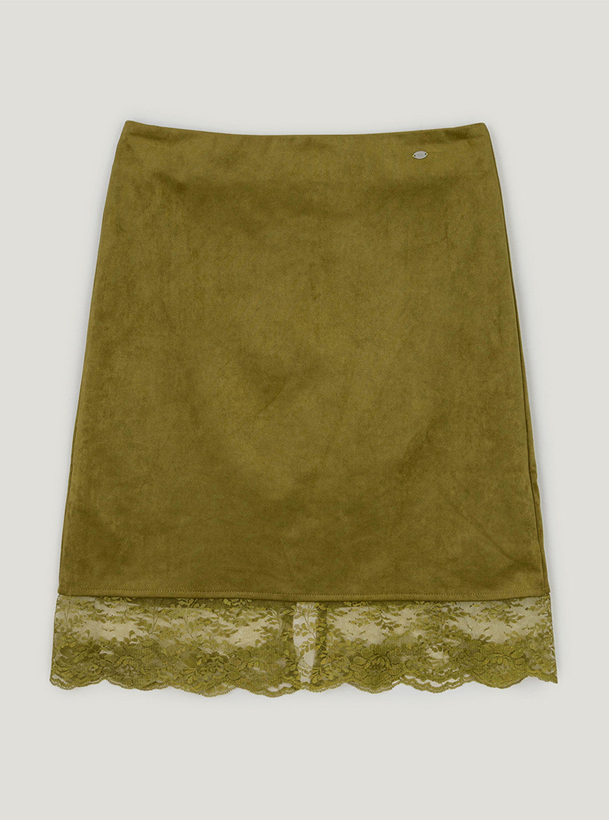 Pia suede lace midi skirt | Olive cutout