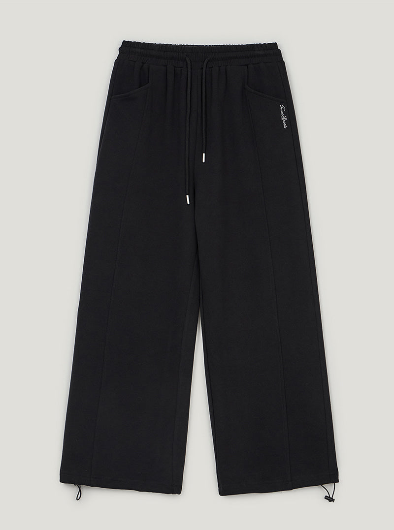 TWEE Med panel banding long sweatpants | Black product-only view