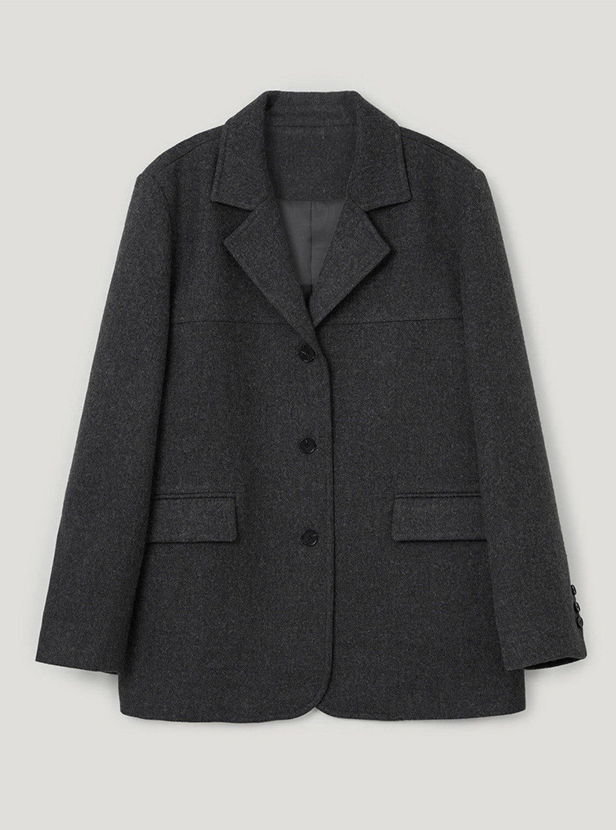TWEE Denz classic oversized long sleeve jacket | Charcoal product-only view