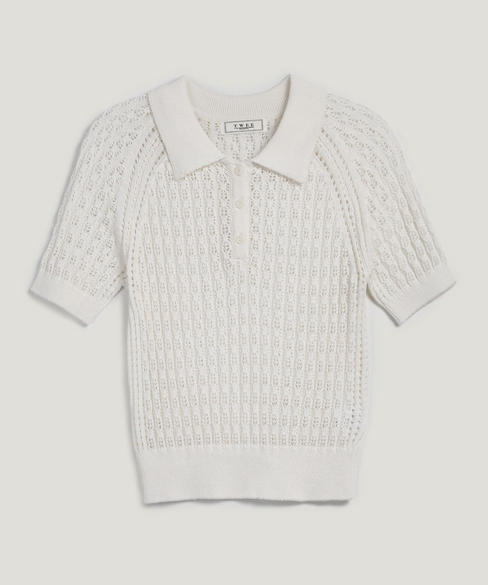 Risael Punching Collar Short-Sleeve Knit