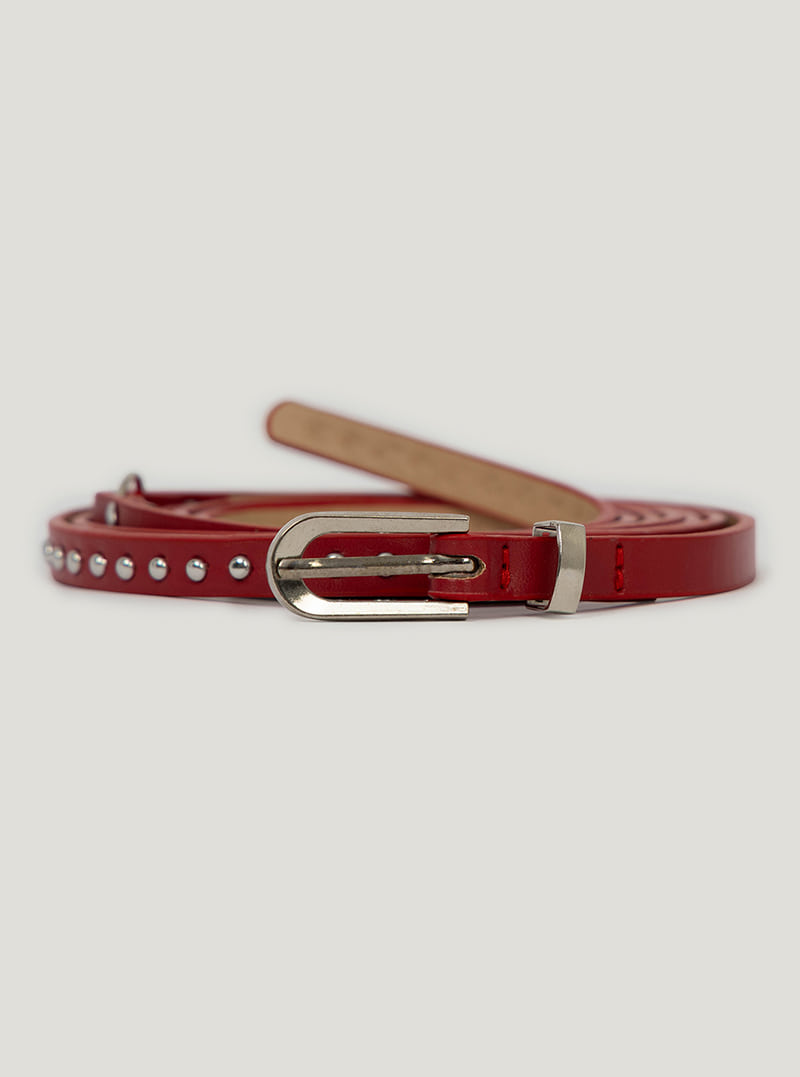 TWEE Polki stud thin double long belt | Red product-only view