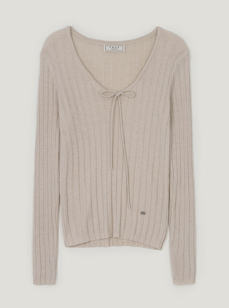 Bills strap ribbed long sleeve knit | Khaki cutout