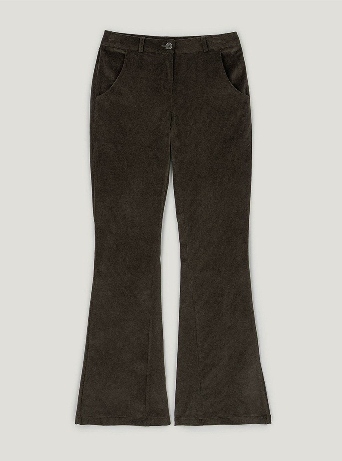 Denve corduroy semi bootscut long pants | Brown cutout