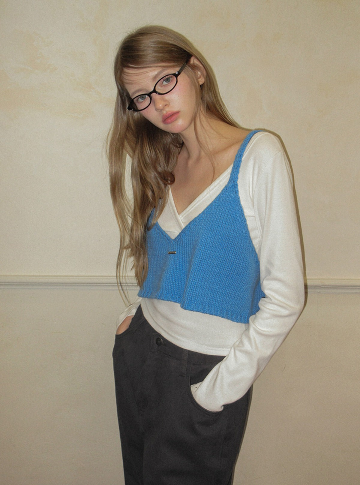 TWEE Denil loose-fit V-neck knit bustier | Main product image