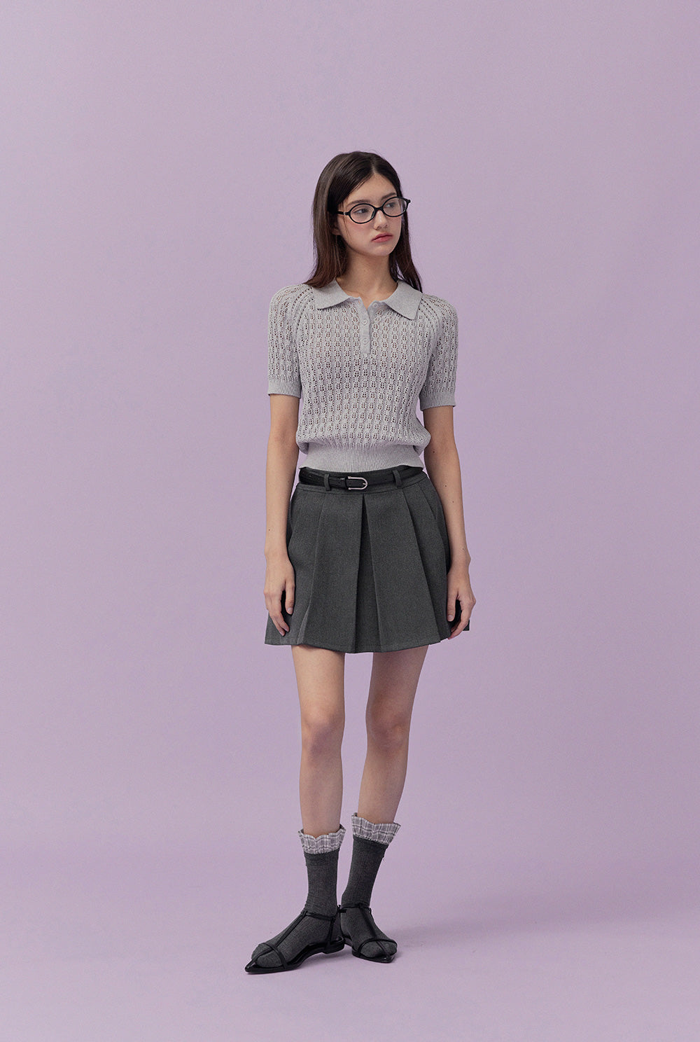 Risael Punching Collar Short-Sleeve Knit