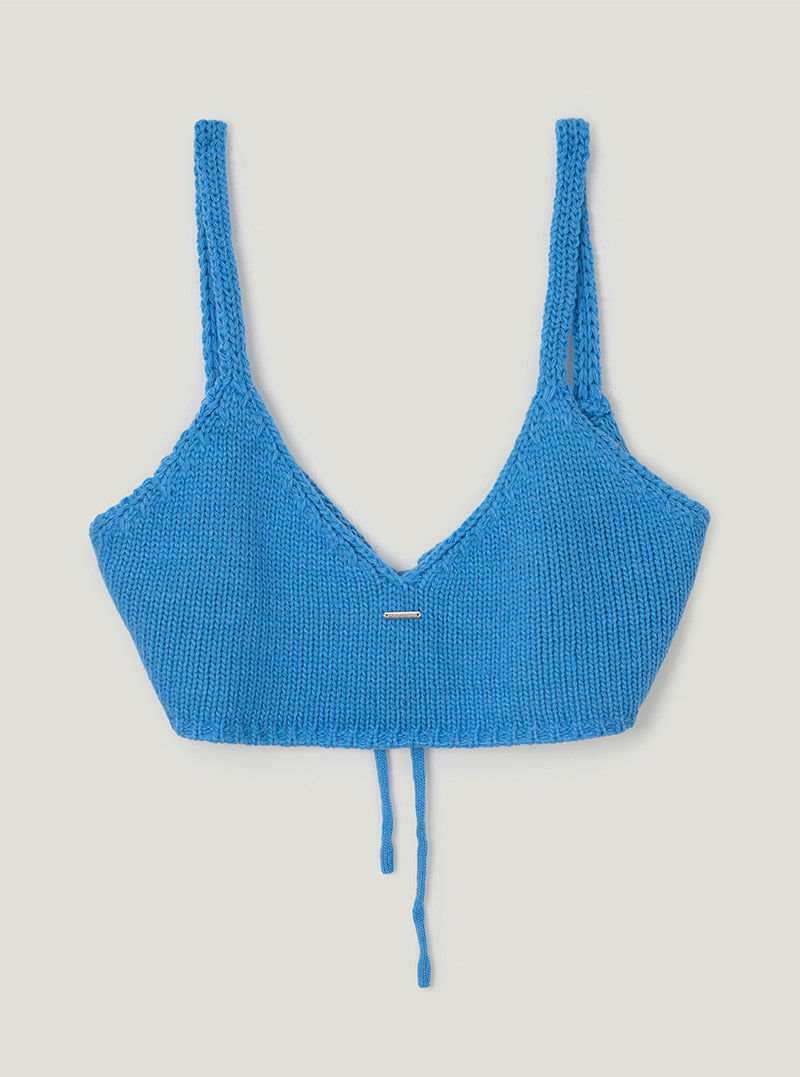 TWEE Denil loose-fit V-neck knit bustier | Blue product-only view