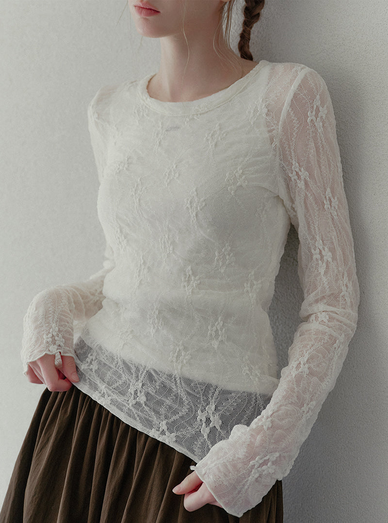 Loki lace see-through long sleeve T-shirt | View 5