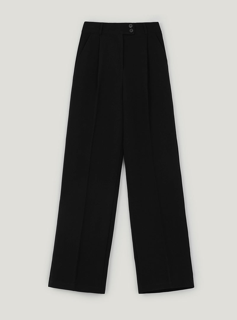 Biel two-button wide slacks | Black cutout