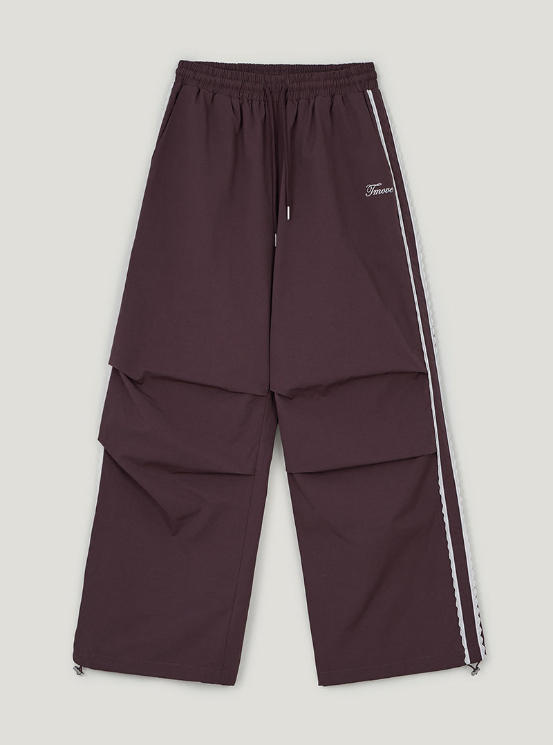 TWEE Mopin lace nylon banding long pants | Purple product-only view