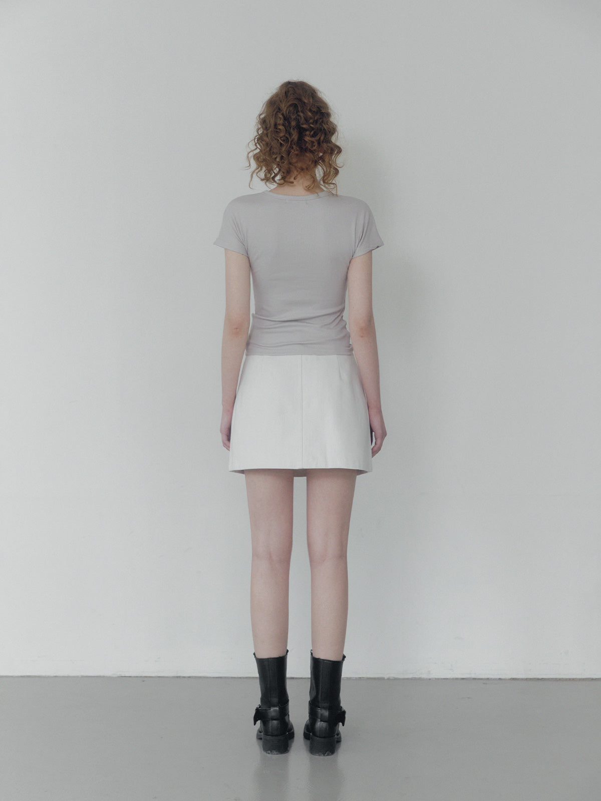 Jeden rivet panel cotton mini skirt (belt set)