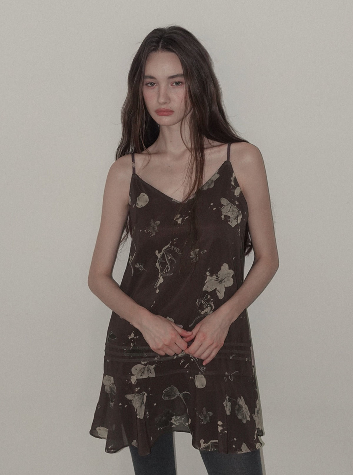 Moret floral pintuck flare sleeveless dress | Main