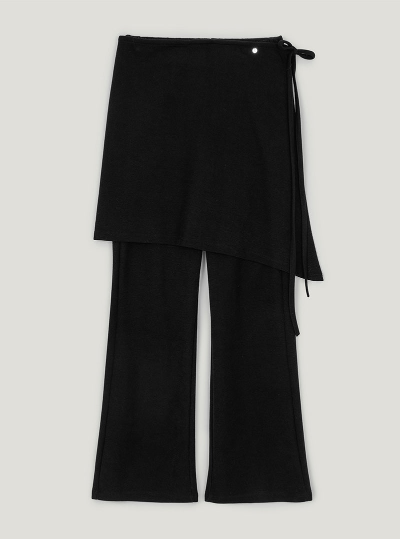 Coret semi bootcut wrap skirt pants | Black cutout