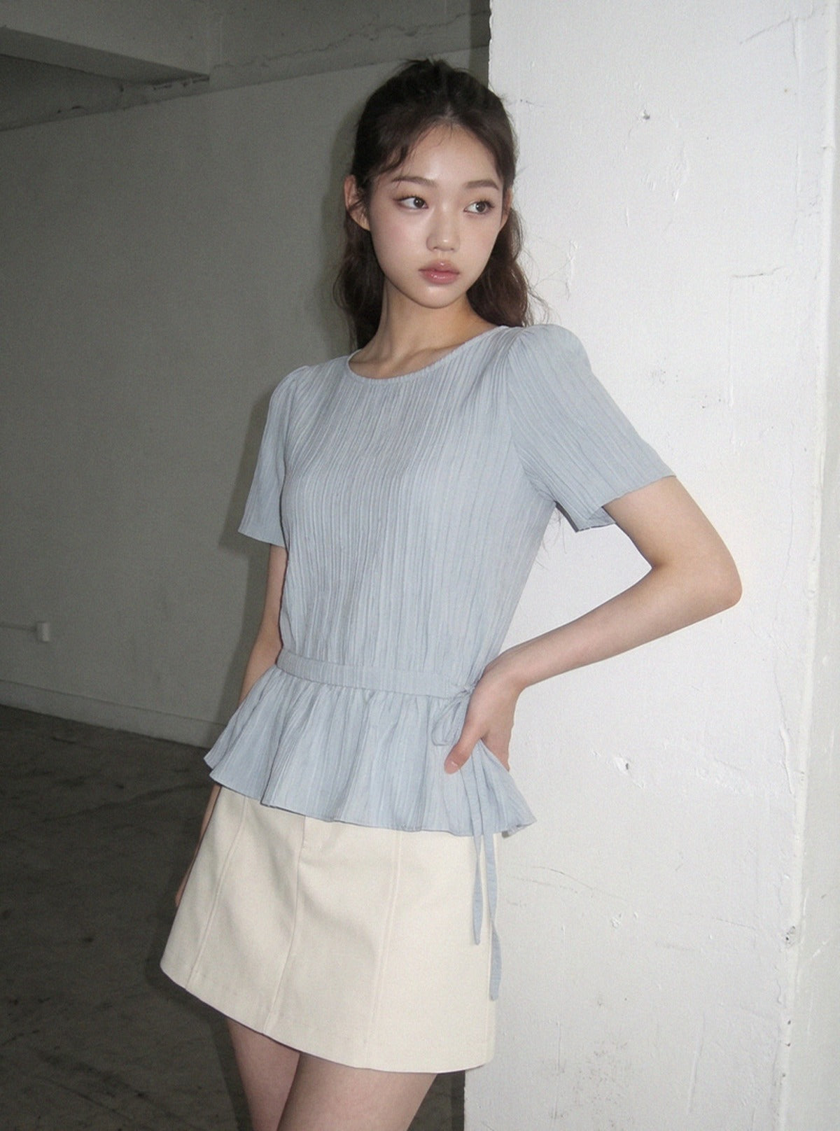 Serin pleated string blouse | Main