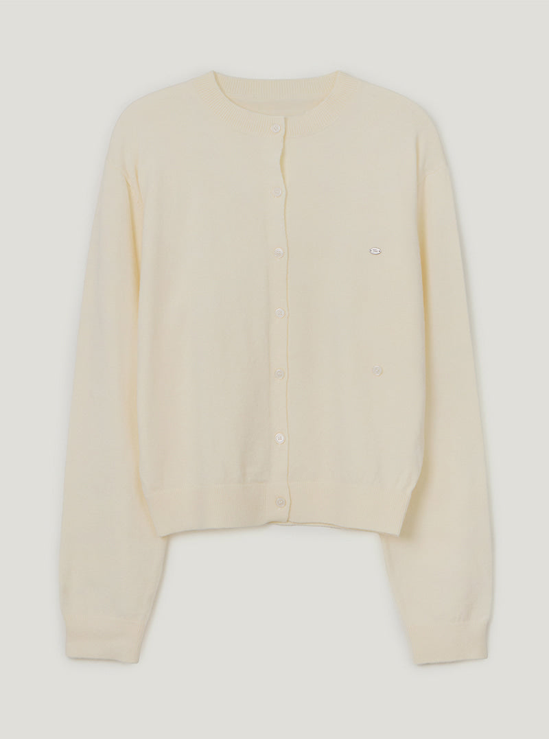 TWEE Clone asymmetric two-way knit long sleeve cardigan | Ivory product-only view