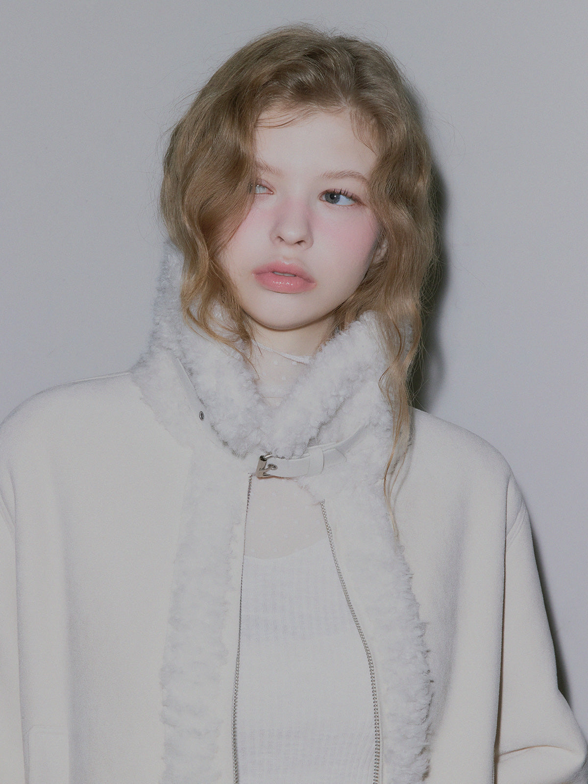 Bear Collar Short Shearling Jumper