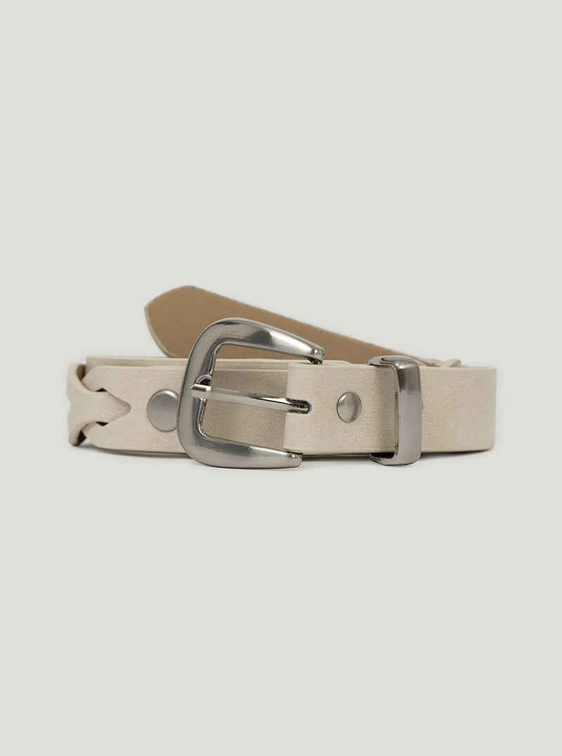 Kone cable leather belt | Ivory cutout