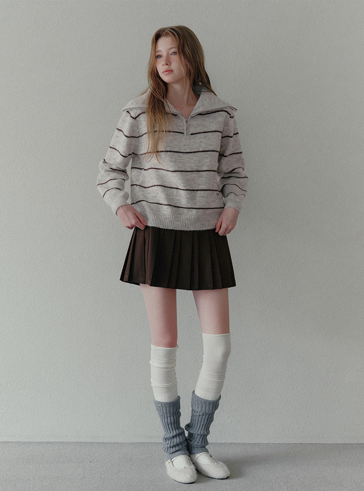 Hazel stripe half-zip long sleeve knit | View 5
