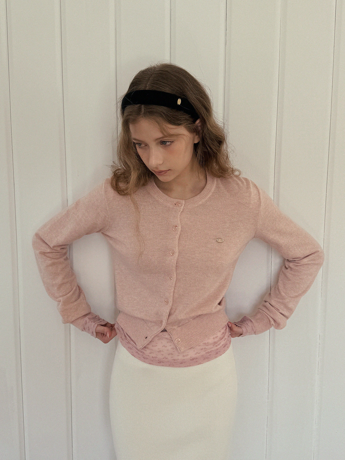 Ara Basic Round Neck Long Sleeve Cardigan