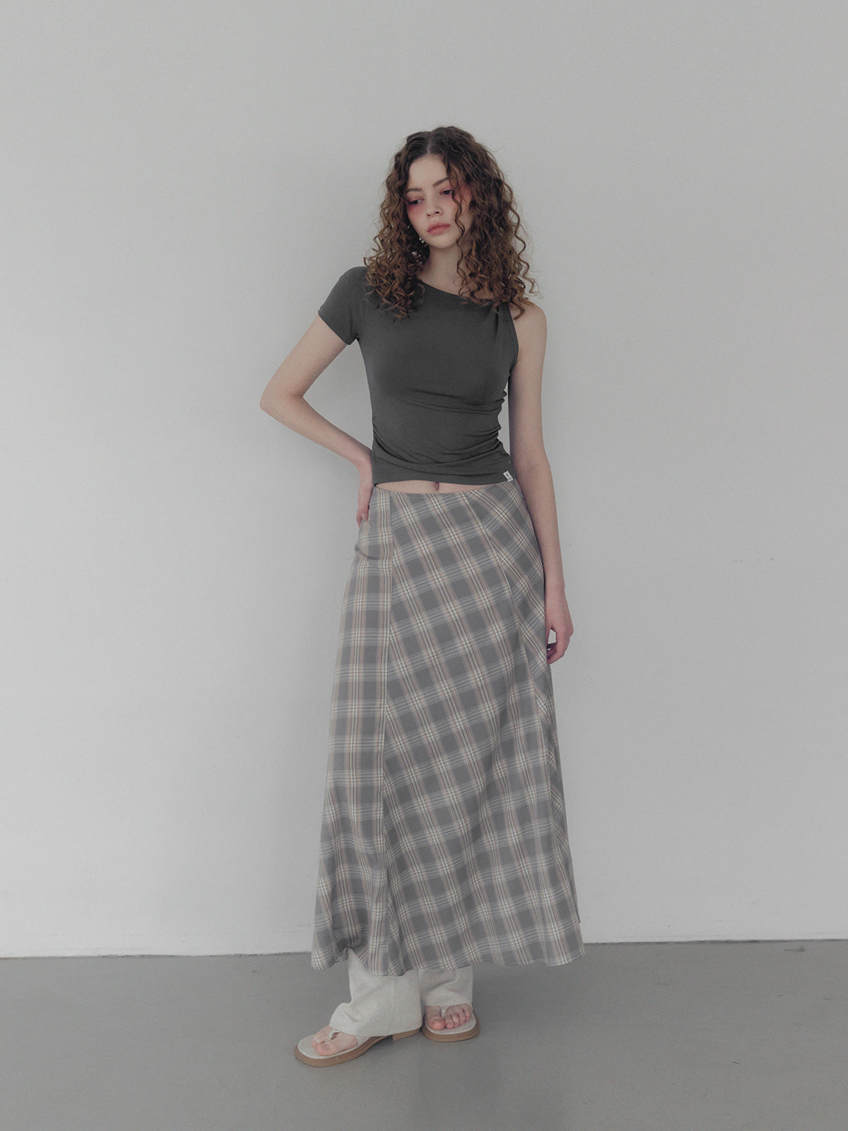 Fitz Check Maxi Long Skirt