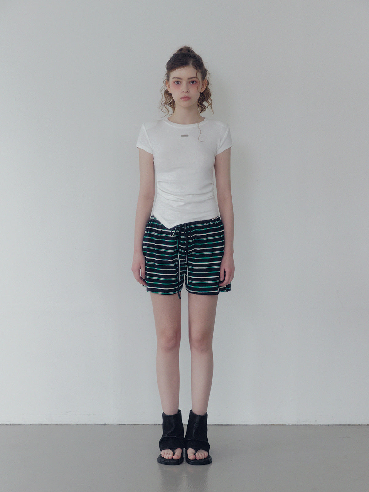 Caron stripe banding short pants