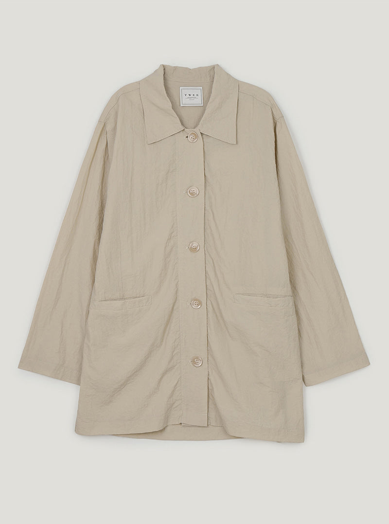 Maren nylon shirt jacket | Beige cutout