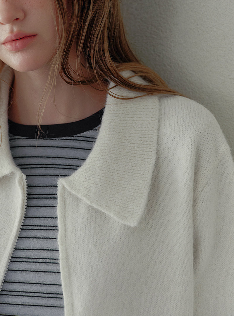 Itel basic collar knit zip-up | View 4