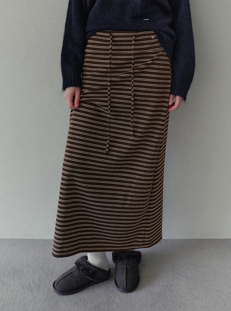 Pinel stripe wide banding long skirt | View 3