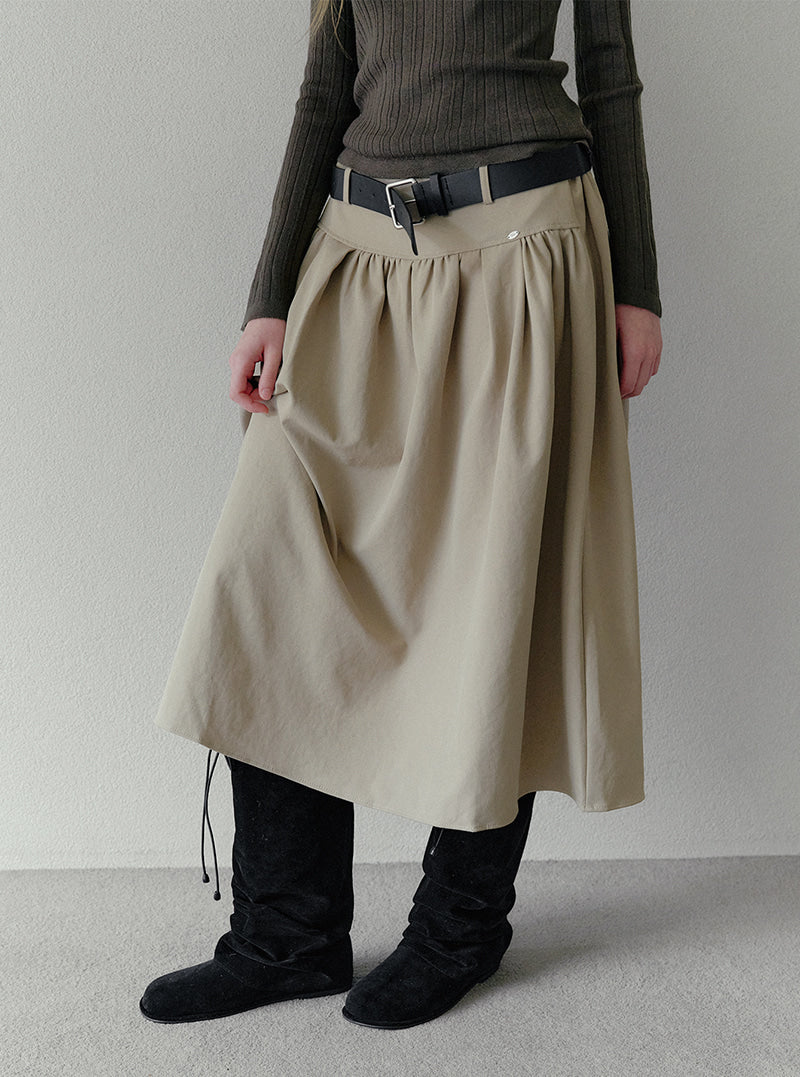 Karen pleated long skirt (belt set) | View 5