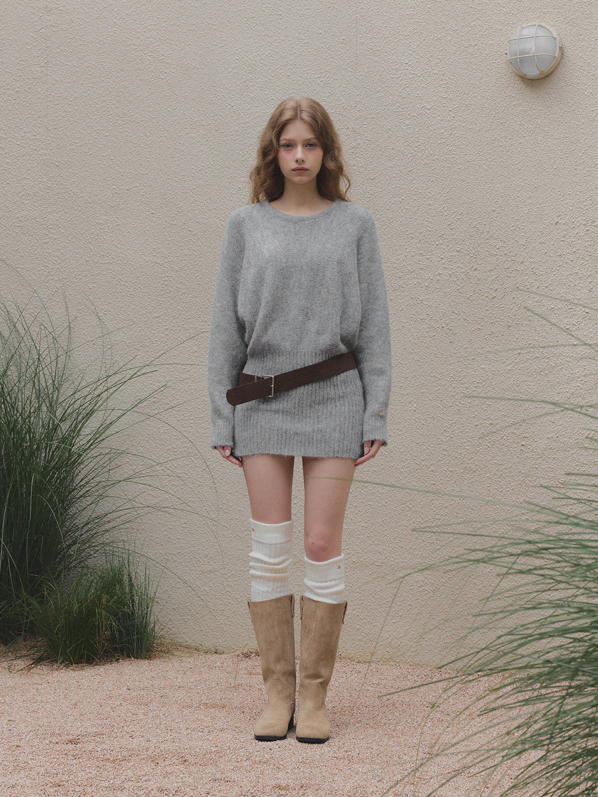 Rein Loose-Fit Knit Dress (Belt Set)