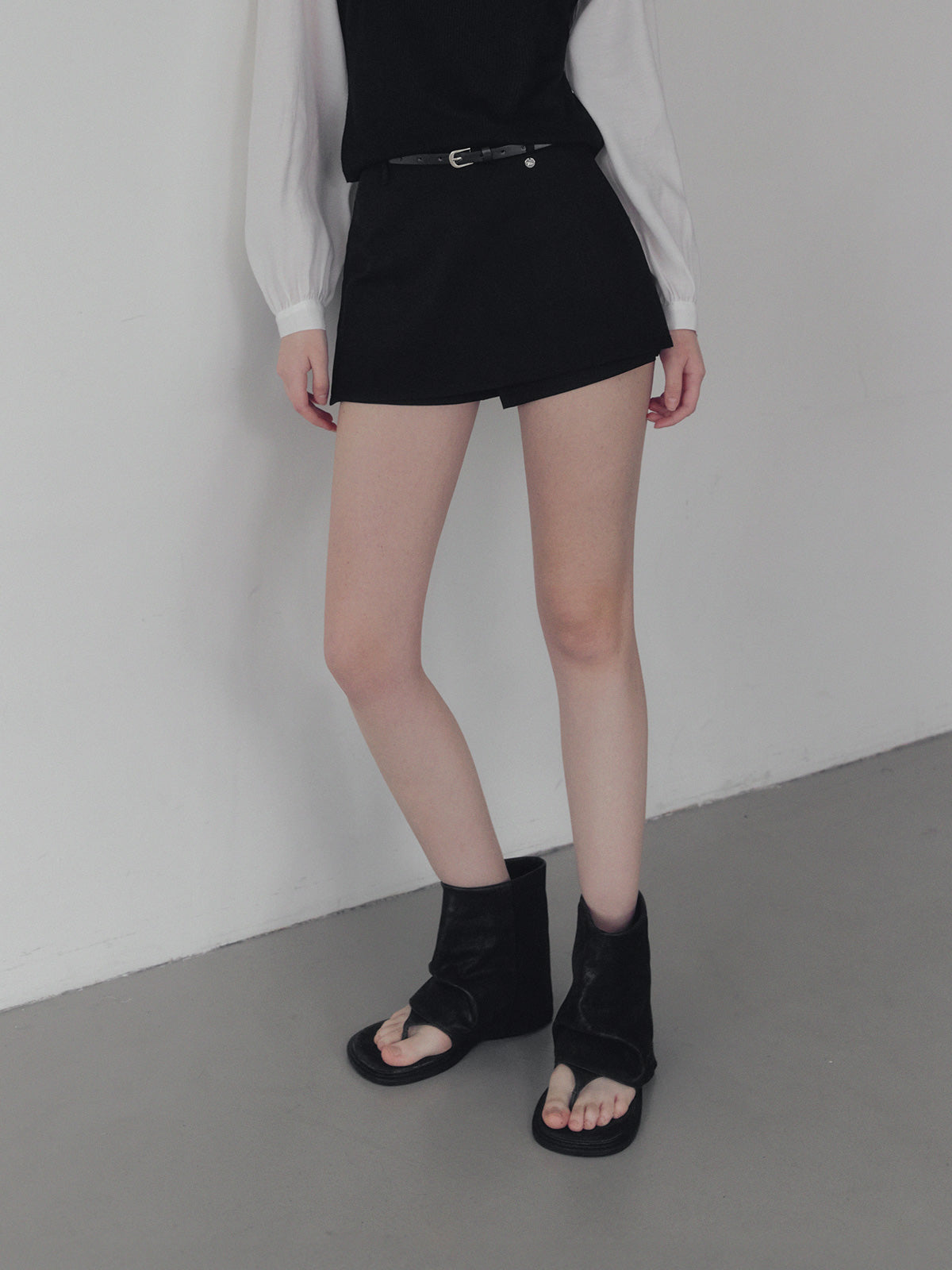 Recon basic mini skirt shorts (belt set)