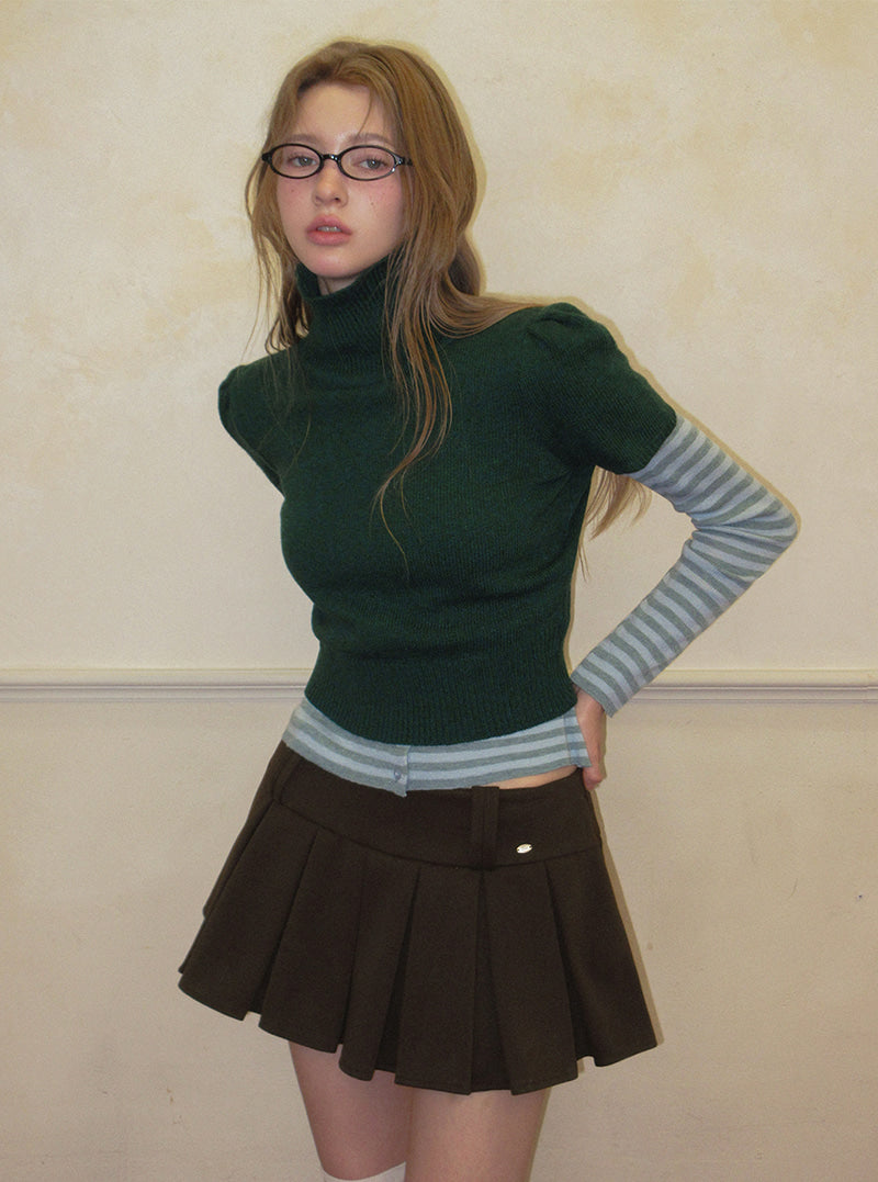 TWEE Det puff turtleneck short sleeve knit | Product styling view 7
