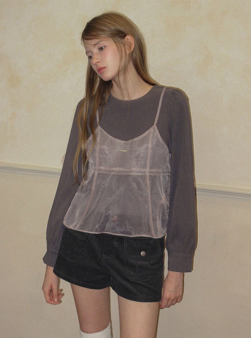 TWEE Beel pink see-through organza bustier | Product styling view 3