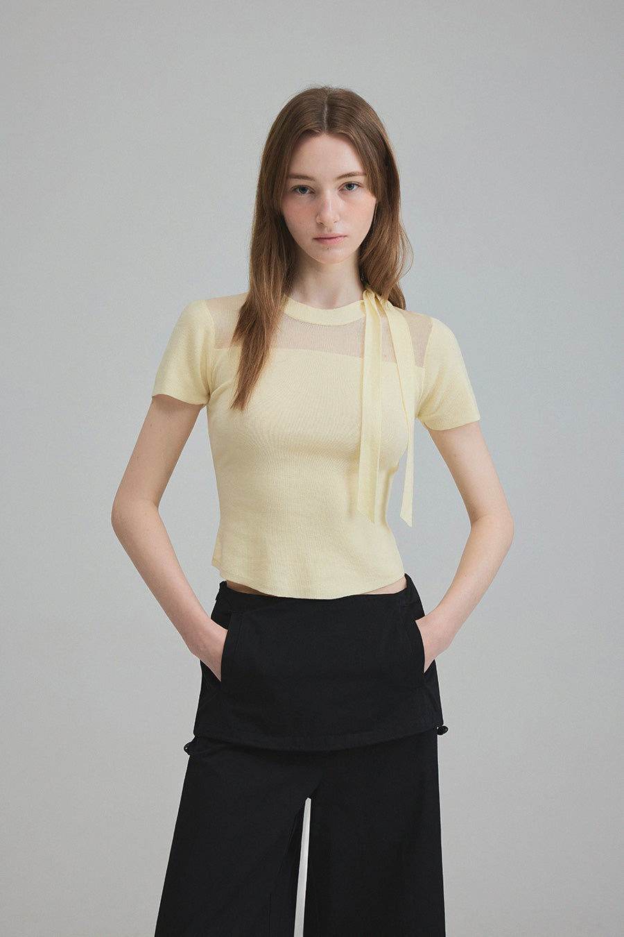 Mellive Sheer Contrast Slim Half Knit