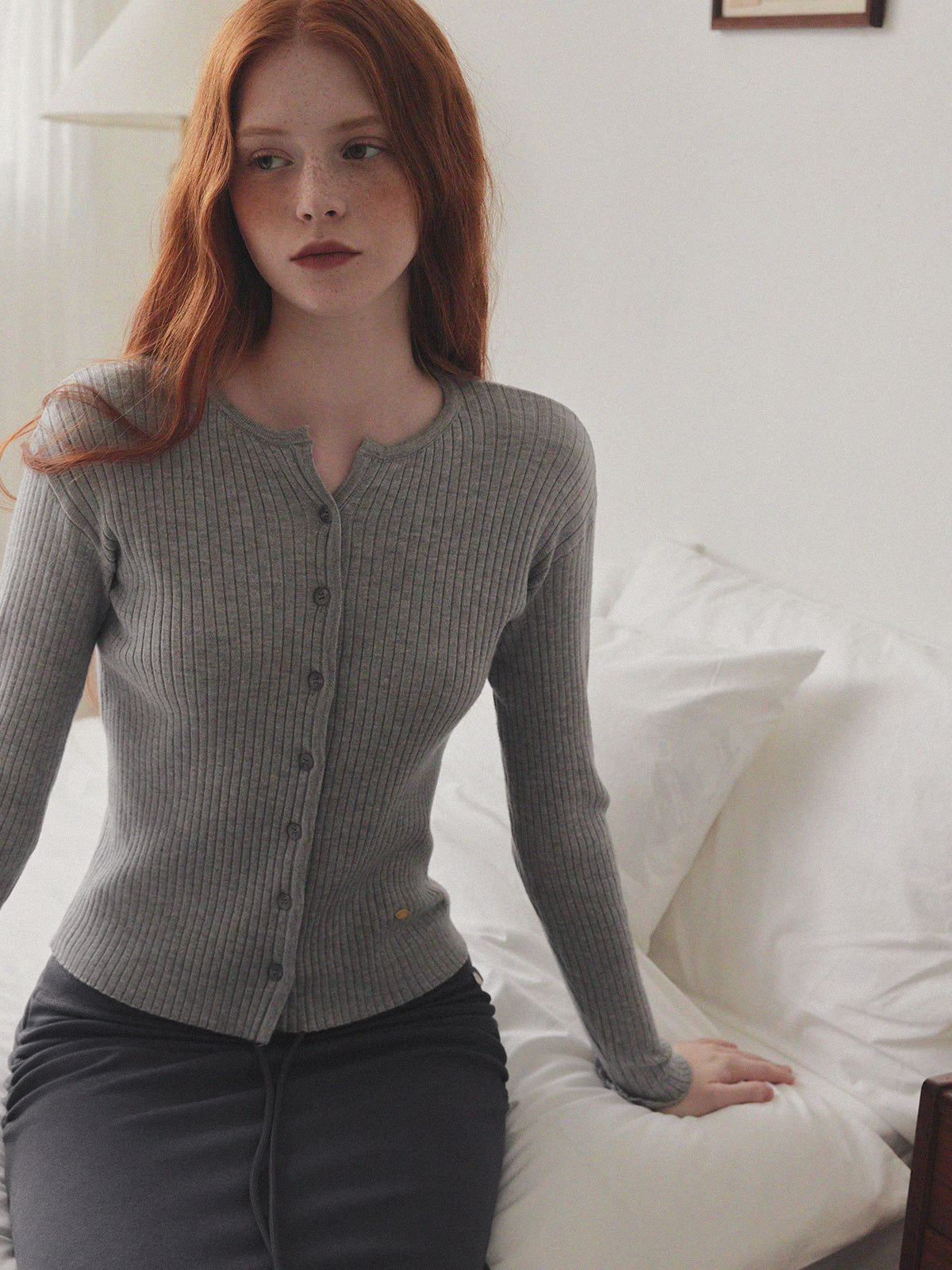 【TWEE】Juvied Button Rippstrick-Cardigan