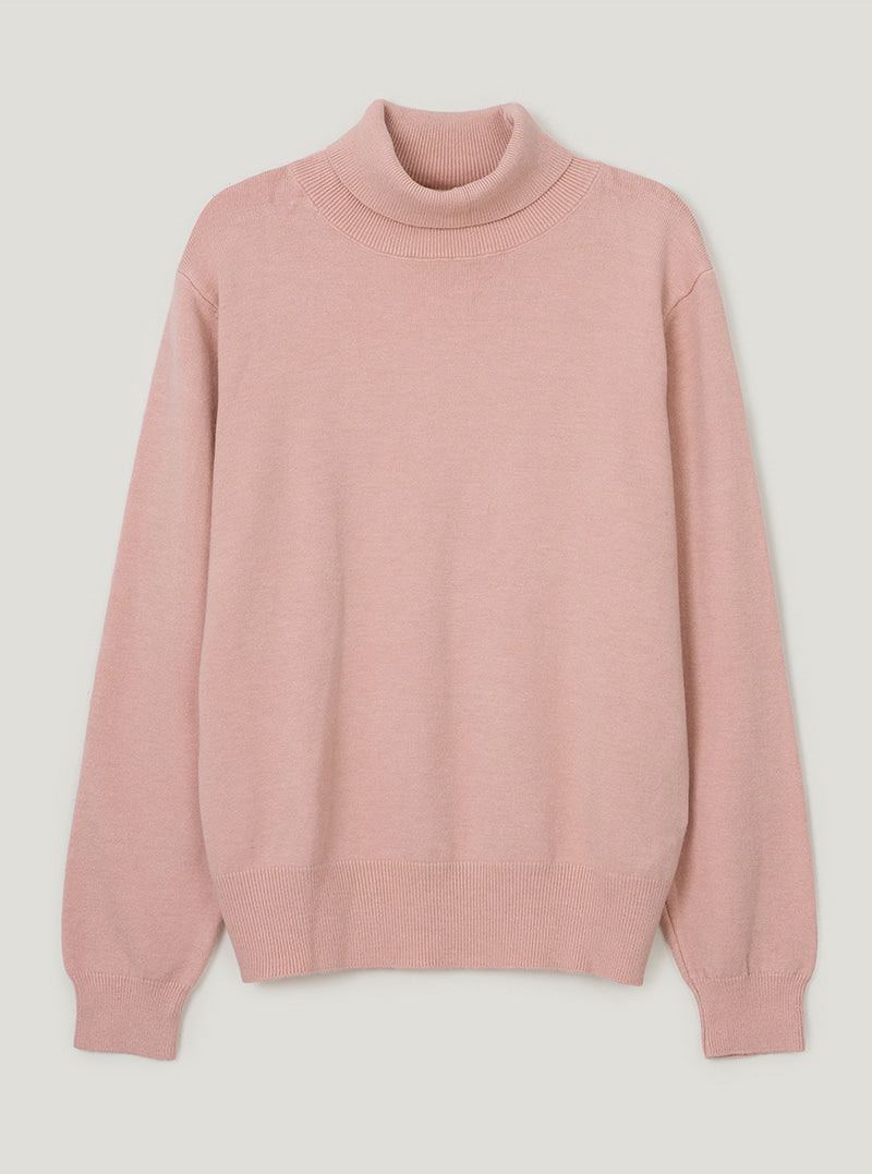 TWEE Redon basic turtleneck long sleeve knit | Pink product-only view