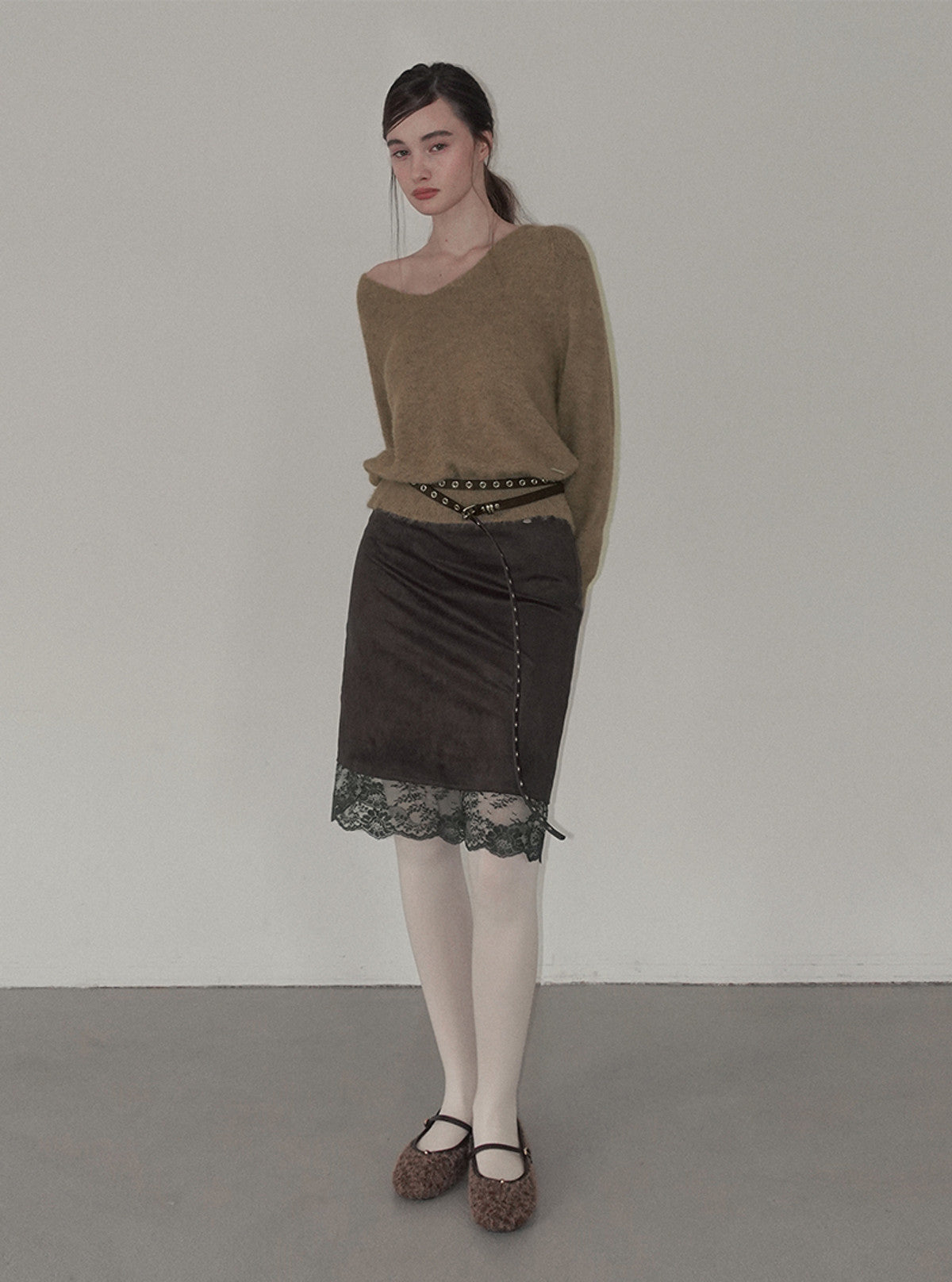 Pia suede lace midi skirt | View 11