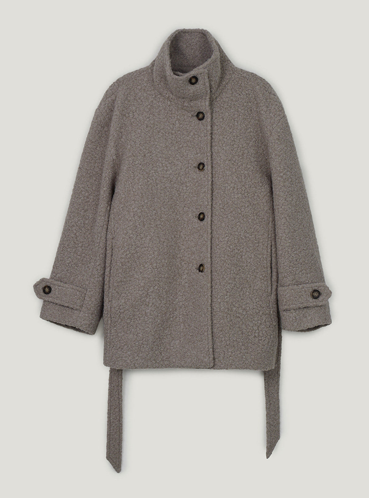 TWEE Obins boucle half coat (strap set) | Dark beige product-only view