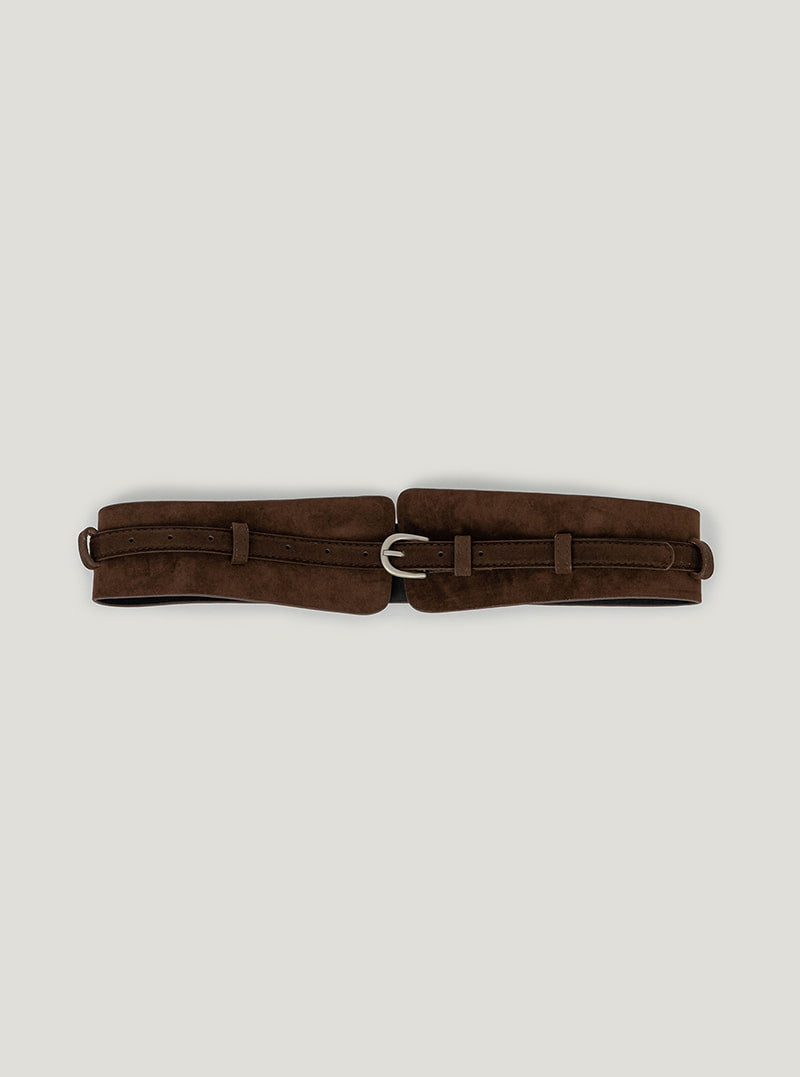 Kimon suede double belt | Brown cutout