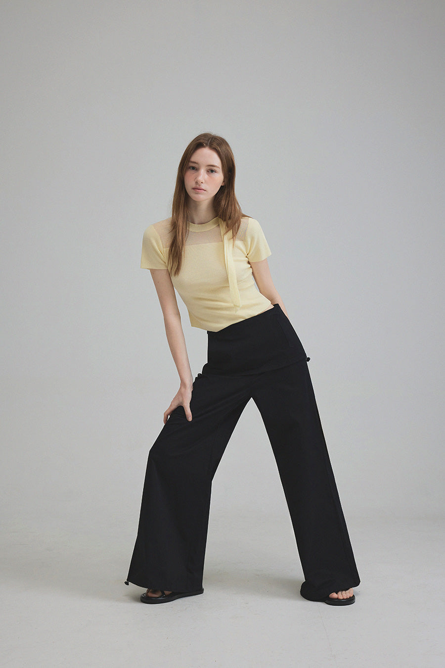 Mellive Sheer Contrast Slim Half Knit