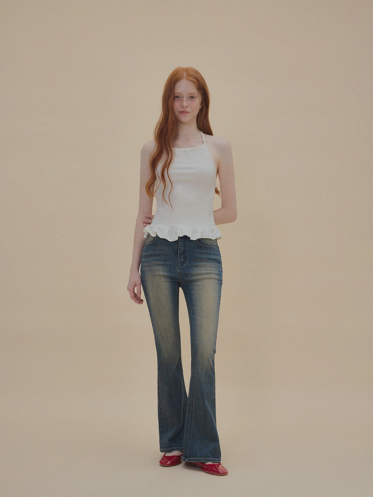 【TWEE】Neun Falten Neckholder-Bustier