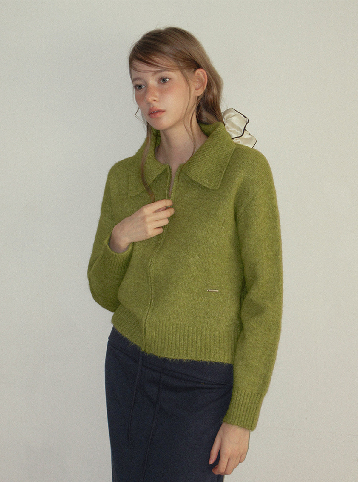 Itel basic collar knit zip-up | View 11