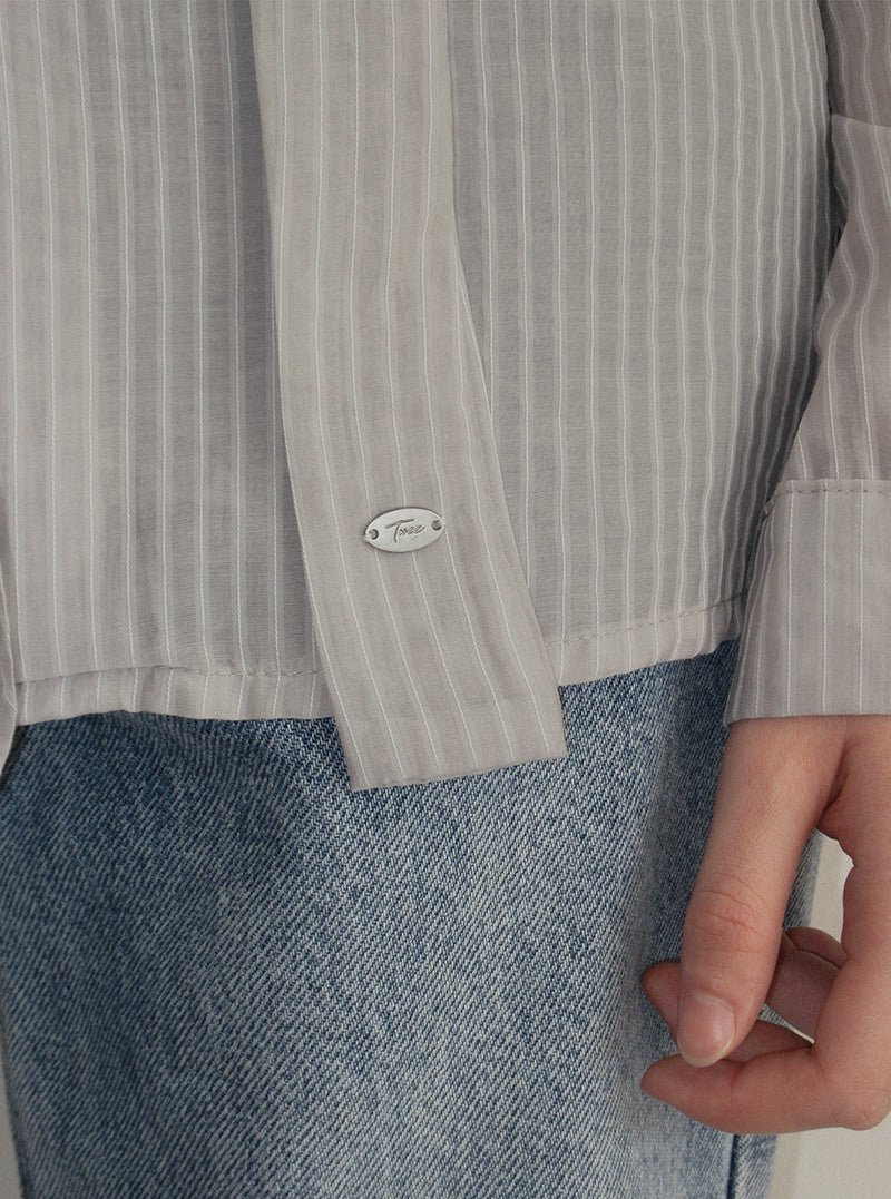 TWEE Kesi frill stripe strap long sleeve blouse | Product styling view 4