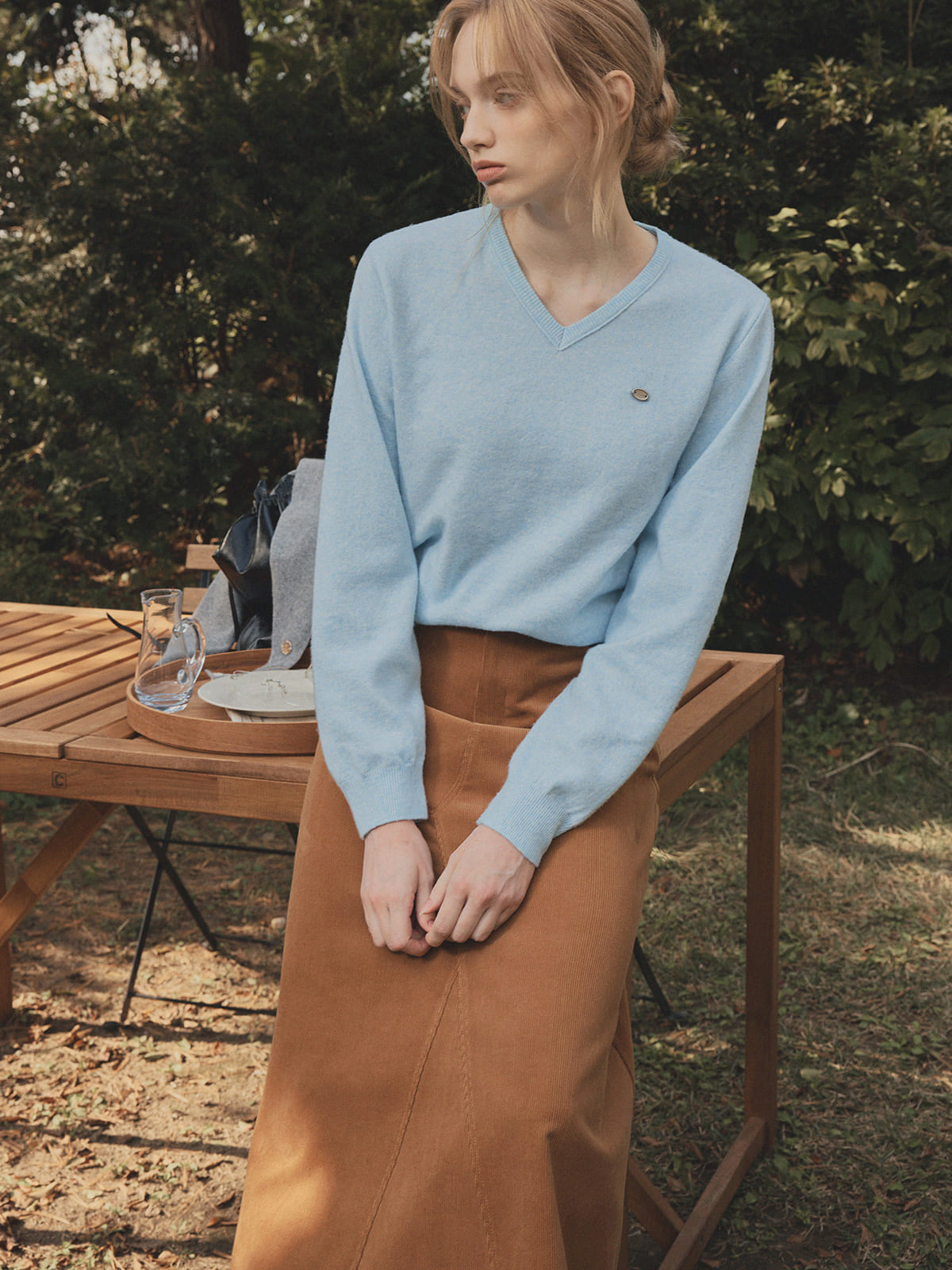 Lena Basic V-Neck Knit Top