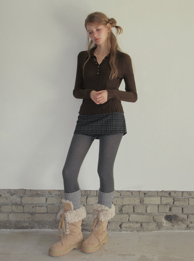 TWEE Baset check mini skirt shorts | Product styling view 8