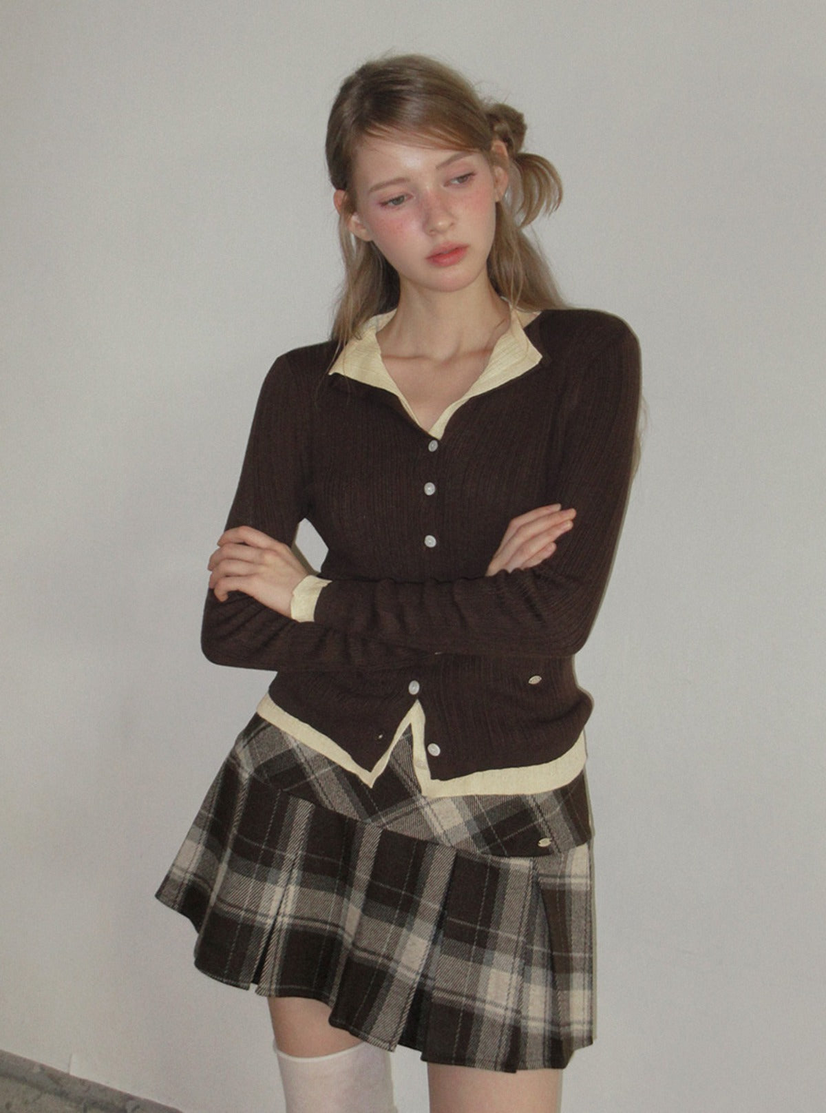 TWEE Rie basic ribbed knit long sleeve cardigan | Main product image