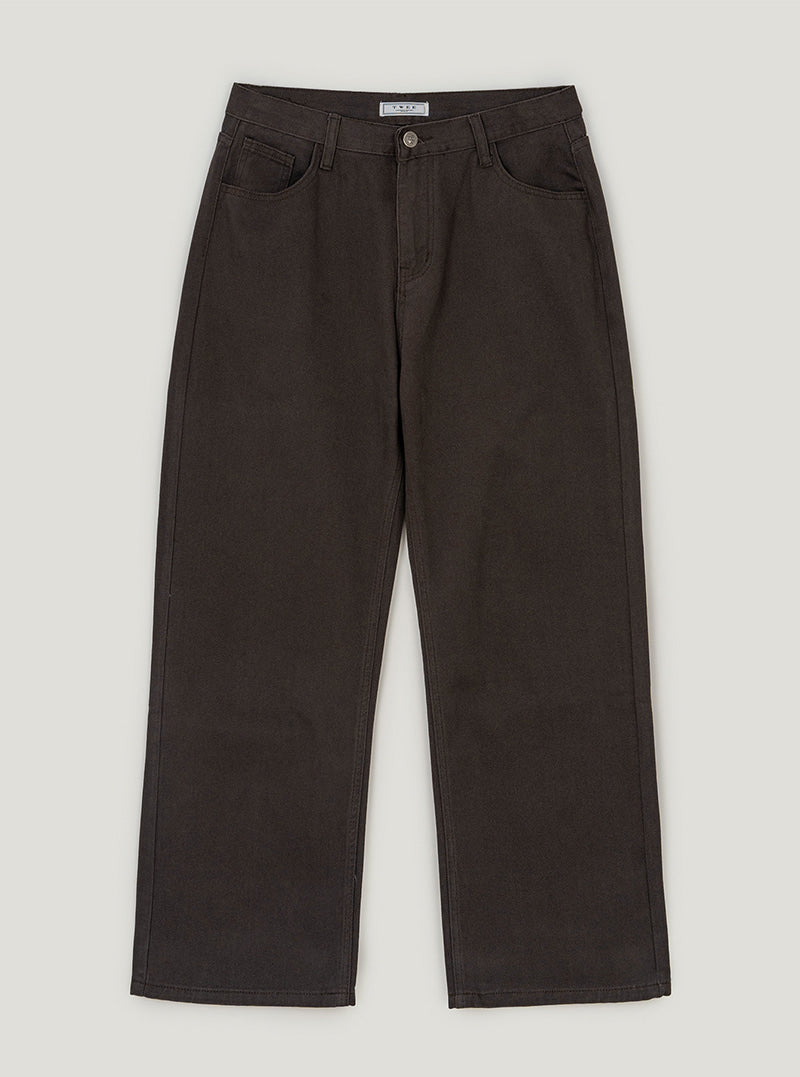 TWEE Pellit basic semi-wide long pants | Brown product-only view