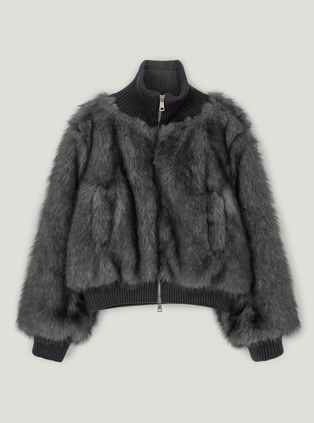 Eodeun high-neck cropped fur jumper | Charcoal cutout