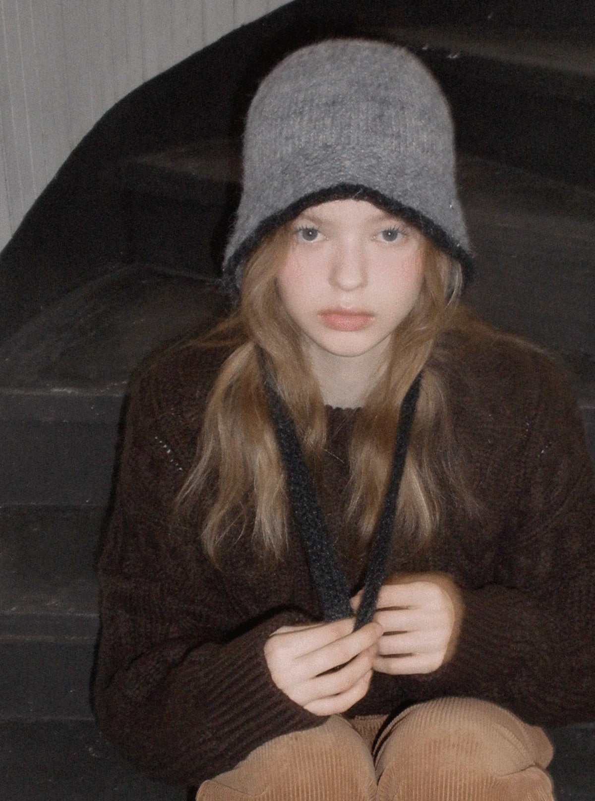 Ruffin Contrast Knit Bonnet Hat
